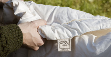 Sonoma Wool Company Tag on a Wool Comforter