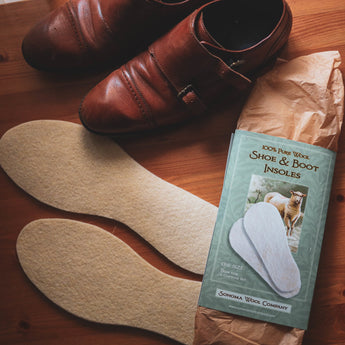 Wool Shoe Insoles next to Leather Boots